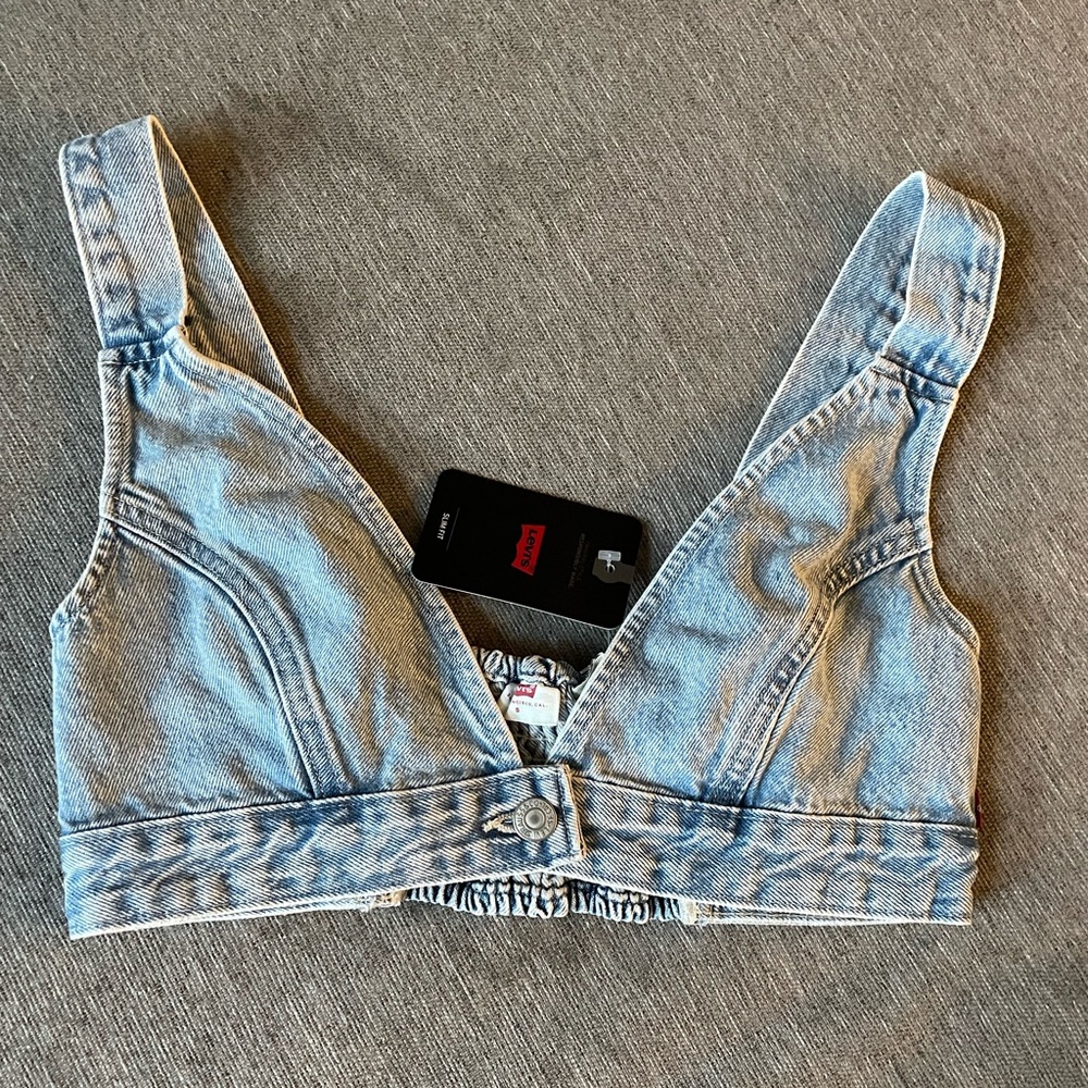 Levi’s denims bralette, size small with ruched ajustable back